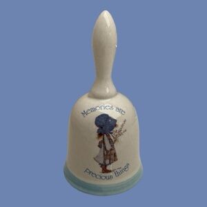 Vintage Holly Hobbie Bell 1978 Blue Girl Stoneware Memories Are Precious Things